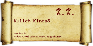 Kulich Kincső névjegykártya